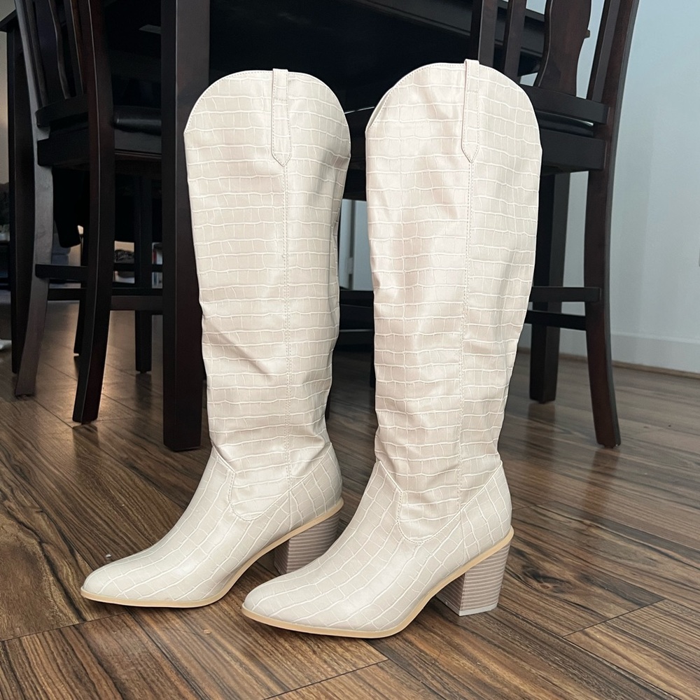 LuLu’s Crocodile Knee High Boots